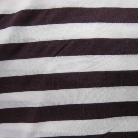 Nature's Fabrics white and dark purple horizontal striped natural fabric.