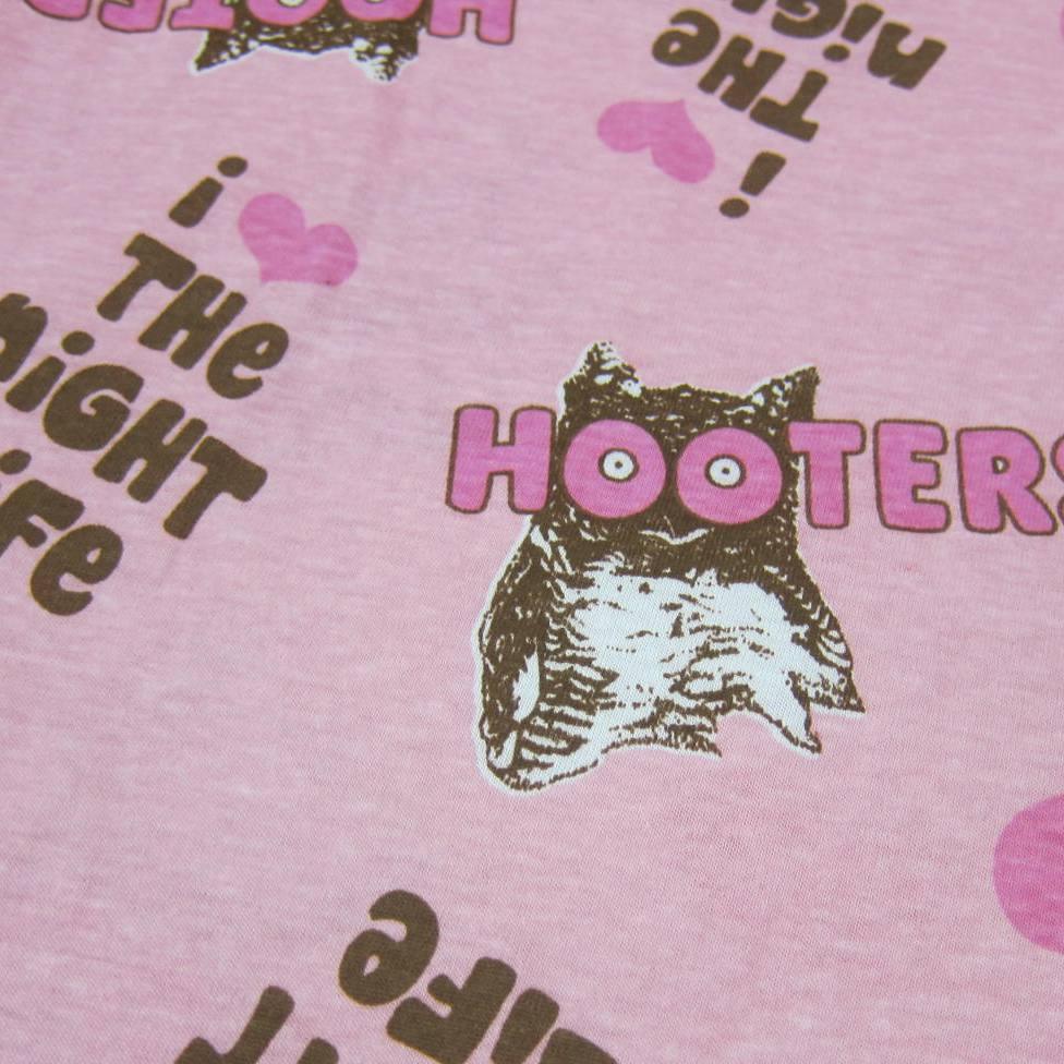 David & Goliath I love The Night Life-Hooters on Pink Cotton Jersey Fabric - Nature's Fabrics