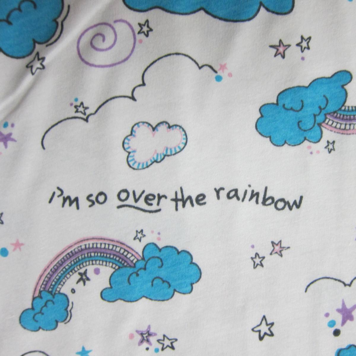 David and Goliath So Over the Rainbow on White Cotton Jersey Fabric - Nature's Fabrics