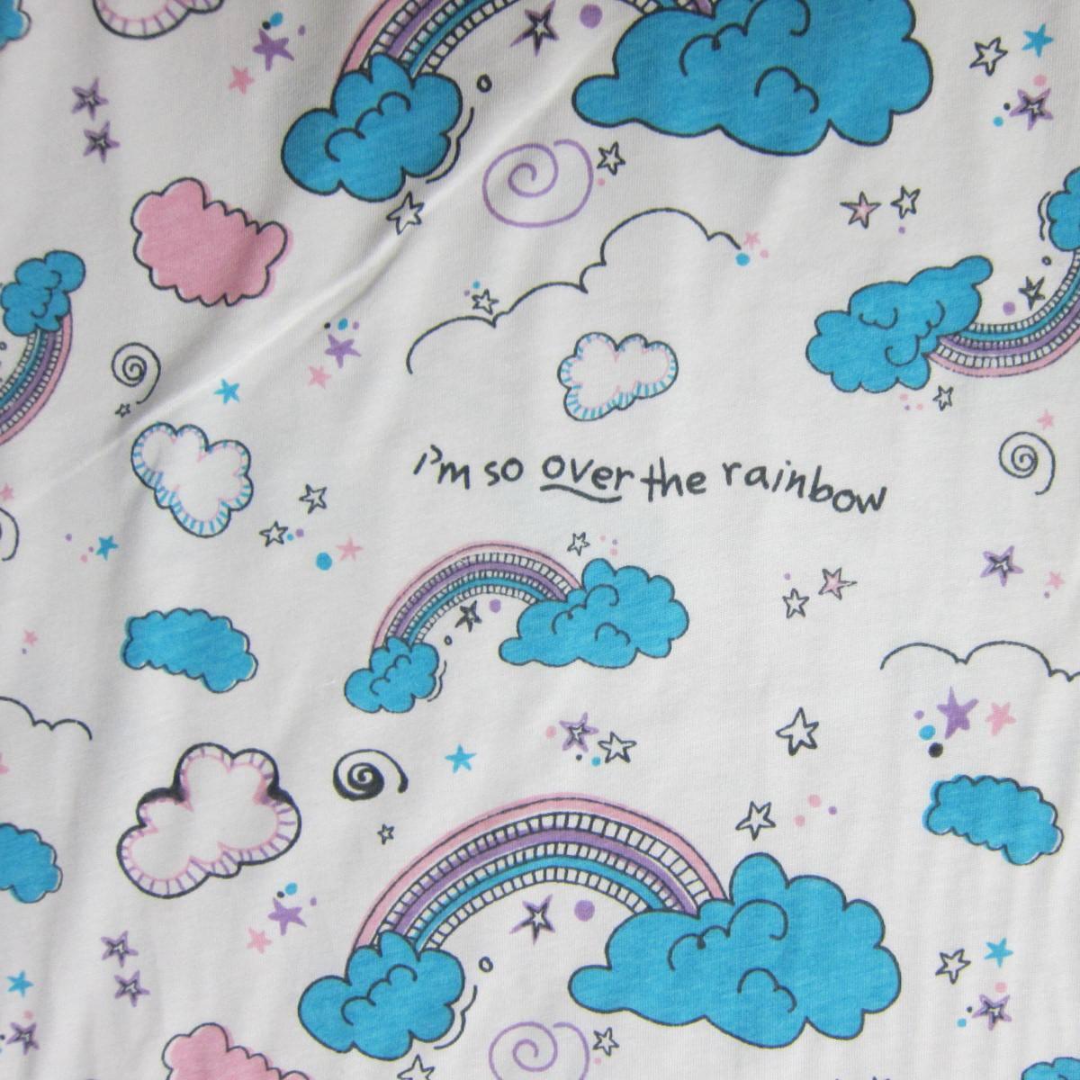 David and Goliath So Over the Rainbow on White Cotton Jersey Fabric - Nature's Fabrics