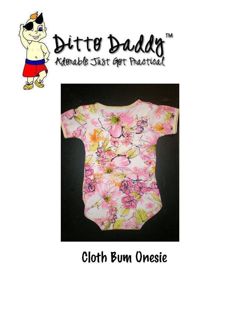 Ditto Daddy floral pink and white cloth bum onesie for babies