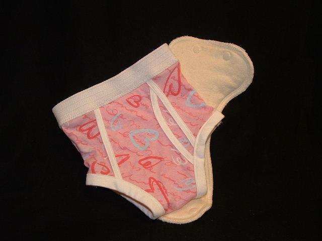 Nature's Fabrics pink heart pattern reusable cloth diaper