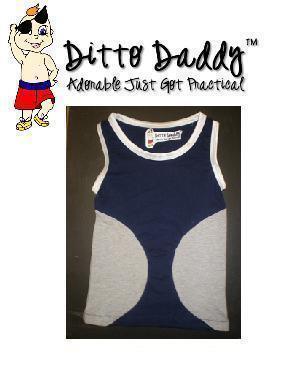 Ditto Daddy navy blue and grey sleeveless baby bodysuit