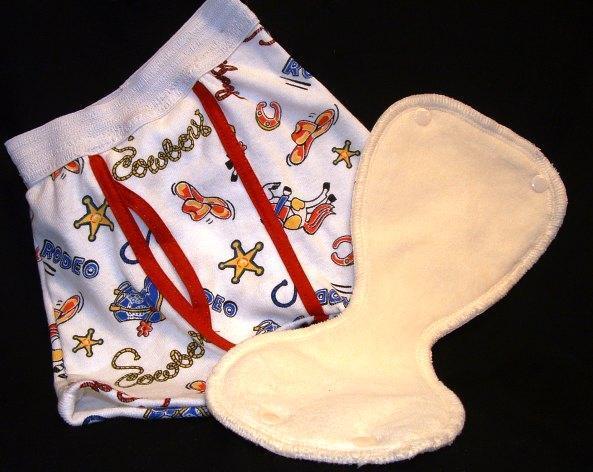 Nature's Fabrics reusable cloth menstrual pad and matching patterned underwear