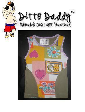 Ditto Daddy colorful patchwork child's tank top with heart and flower designs