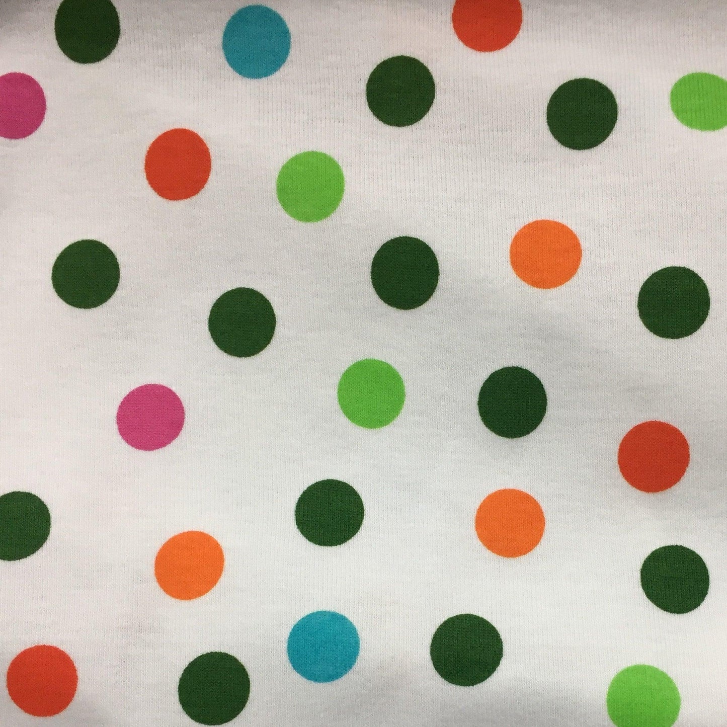 Dottie on White Cotton Rib Knit Fabric - Nature's Fabrics