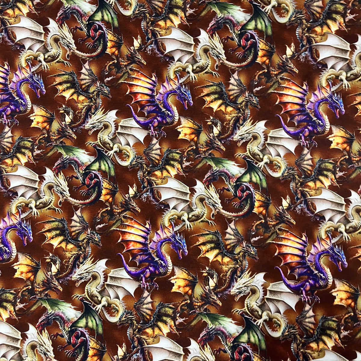 Dragon Toss on Bamboo/Spandex Jersey Fabric - Nature's Fabrics