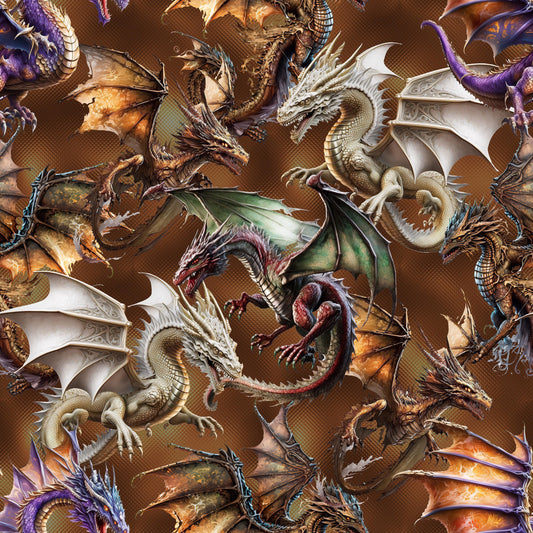 Dragon Toss on Bamboo/Spandex Jersey Fabric - Nature's Fabrics