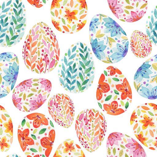 Floral Eggs on Bamboo/Spandex Jersey Fabric - Nature's Fabrics