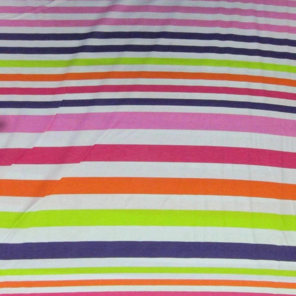 Graduated Rainbow Stripe on White Cotton Jersey