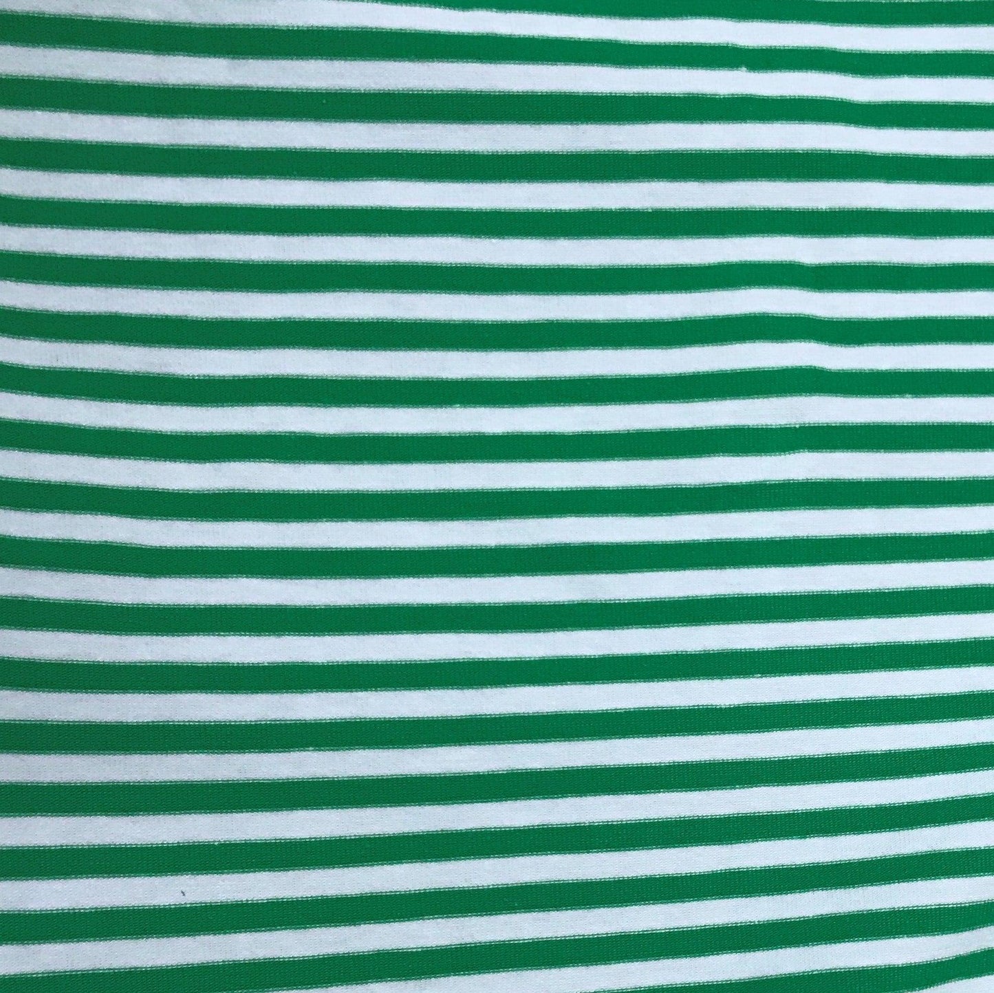 Green and White 1/8" Stripes on Cotton/Spandex Jersey Fabric - Nature's Fabrics