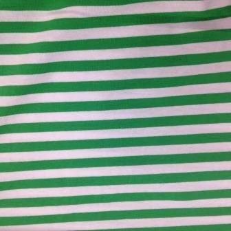 Green & White Striped Fabric, Cotton Jersey