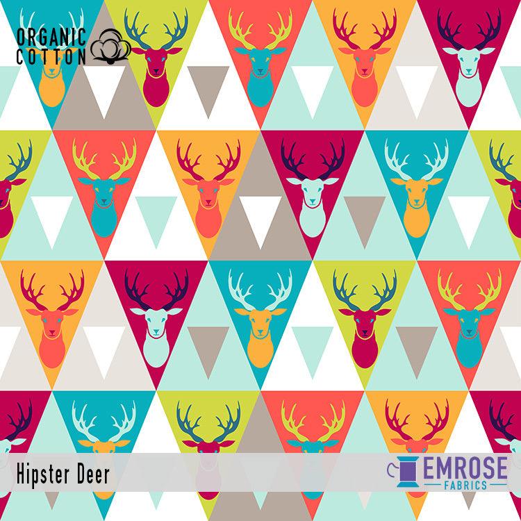 Hipster Deer (Pink) on Organic Cotton/Spandex Jersey Fabric - Nature's Fabrics