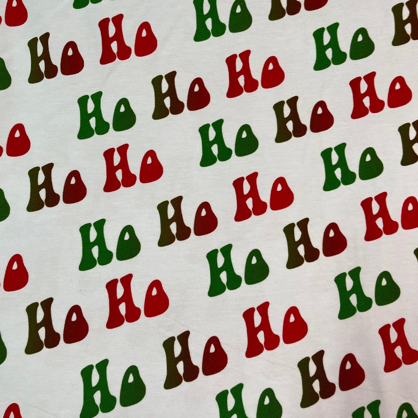 Ho Ho Ho on Bamboo/Spandex Jersey Fabric - Nature's Fabrics