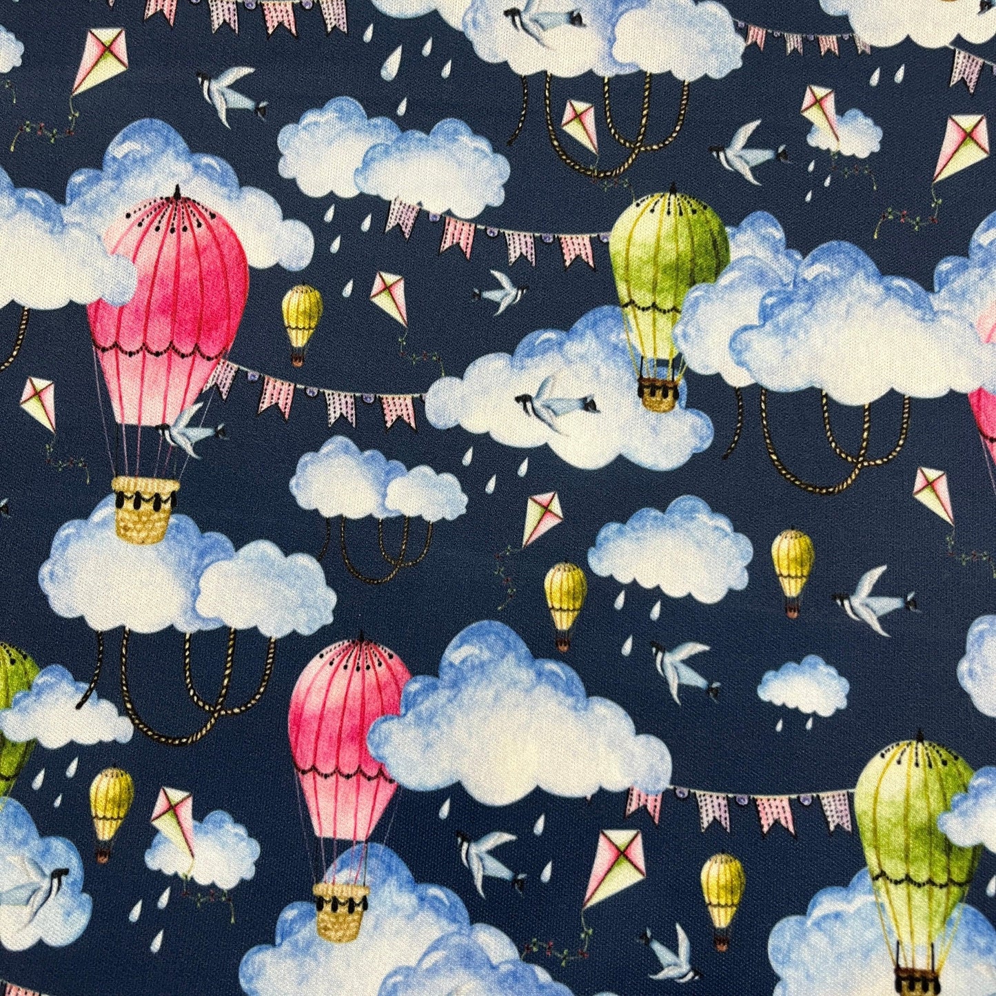 Hot Air Balloons on Navy 1 mil PUL Fabric - Made in the USA - Nature's Fabrics