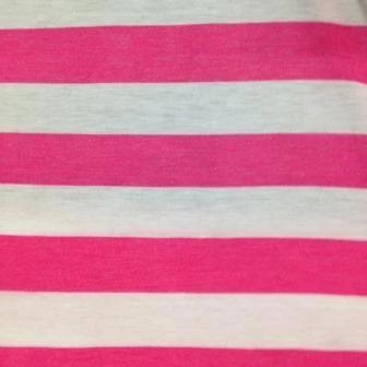 Hot Pink and White 1 1/4" Stripes on Cotton/Poly Jersey Fabric - Nature's Fabrics