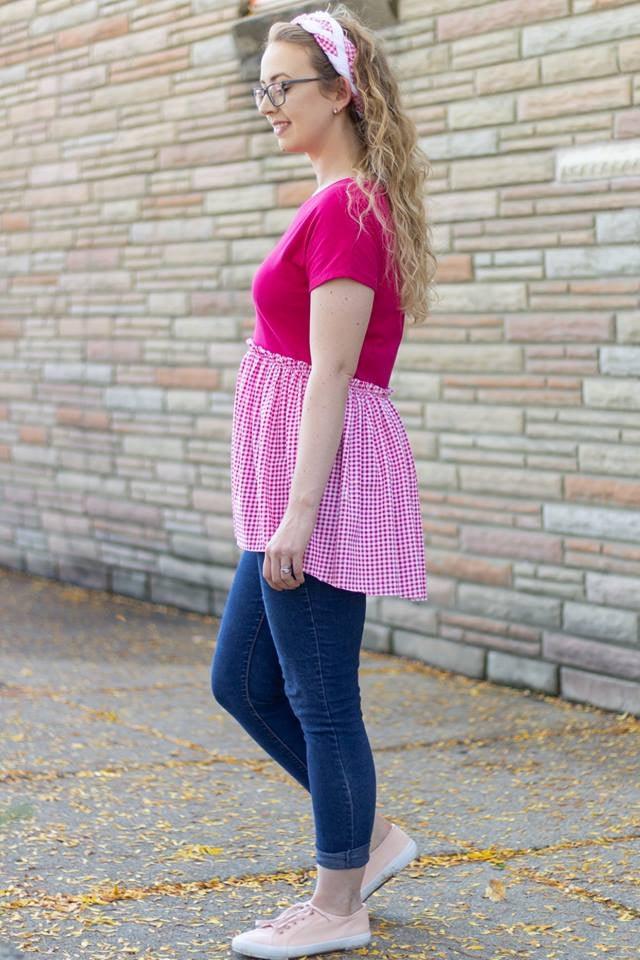 Hot Pink Gingham on Cotton Jersey Fabric - Nature's Fabrics