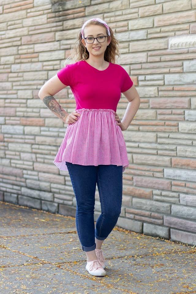 Hot Pink Gingham on Cotton Jersey Fabric - Nature's Fabrics