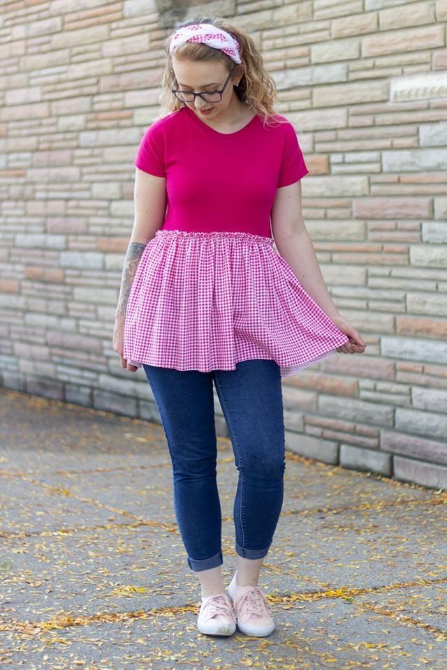 Hot Pink Gingham on Cotton Jersey Fabric - Nature's Fabrics
