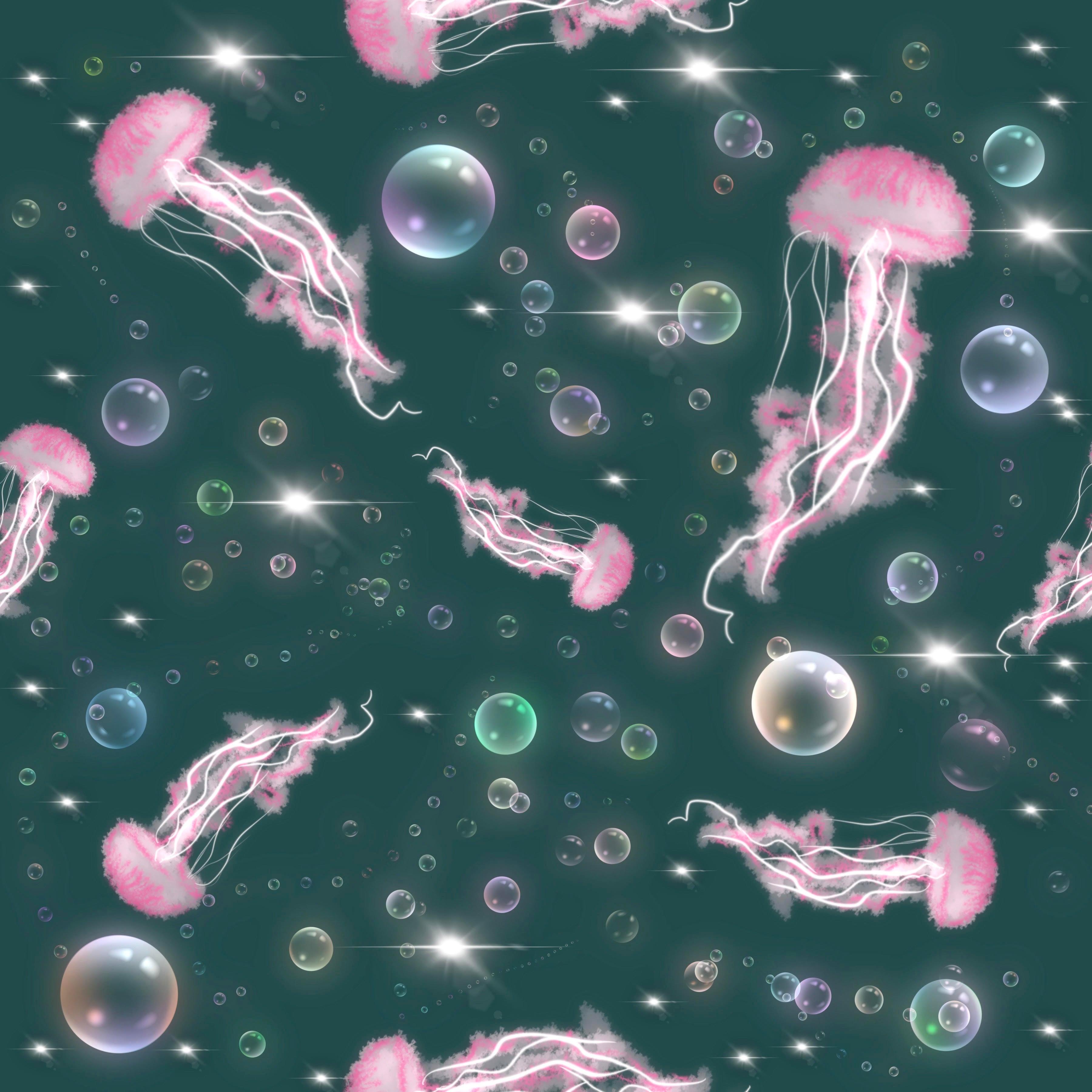 Jellyfish and Bubbles 1 mil PUL Fabric - Made in the USA