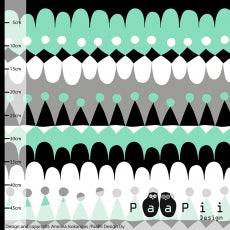 Jussi on Mint and Gray Organic Cotton/Spandex Jersey Fabric - Nature's Fabrics