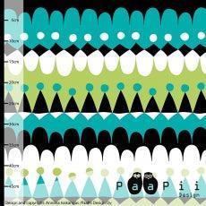 Abstract teal, lime, and black geometric pattern fabric by Paapii Design.
