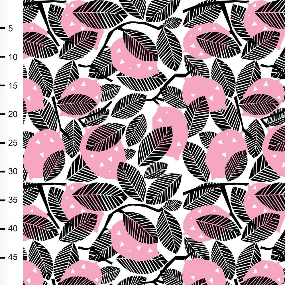 Light Pink Lemons on Organic Cotton/Spandex Jersey Fabric - Nature's Fabrics