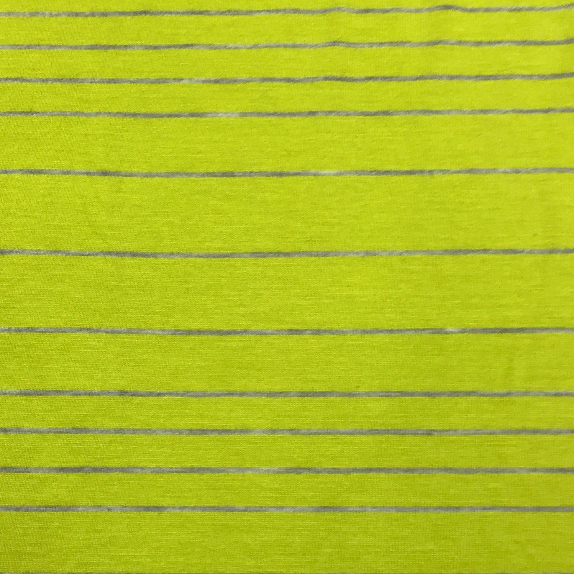 Lime and Gray Stripes on Bamboo/Spandex Jersey Fabric - Nature's Fabrics