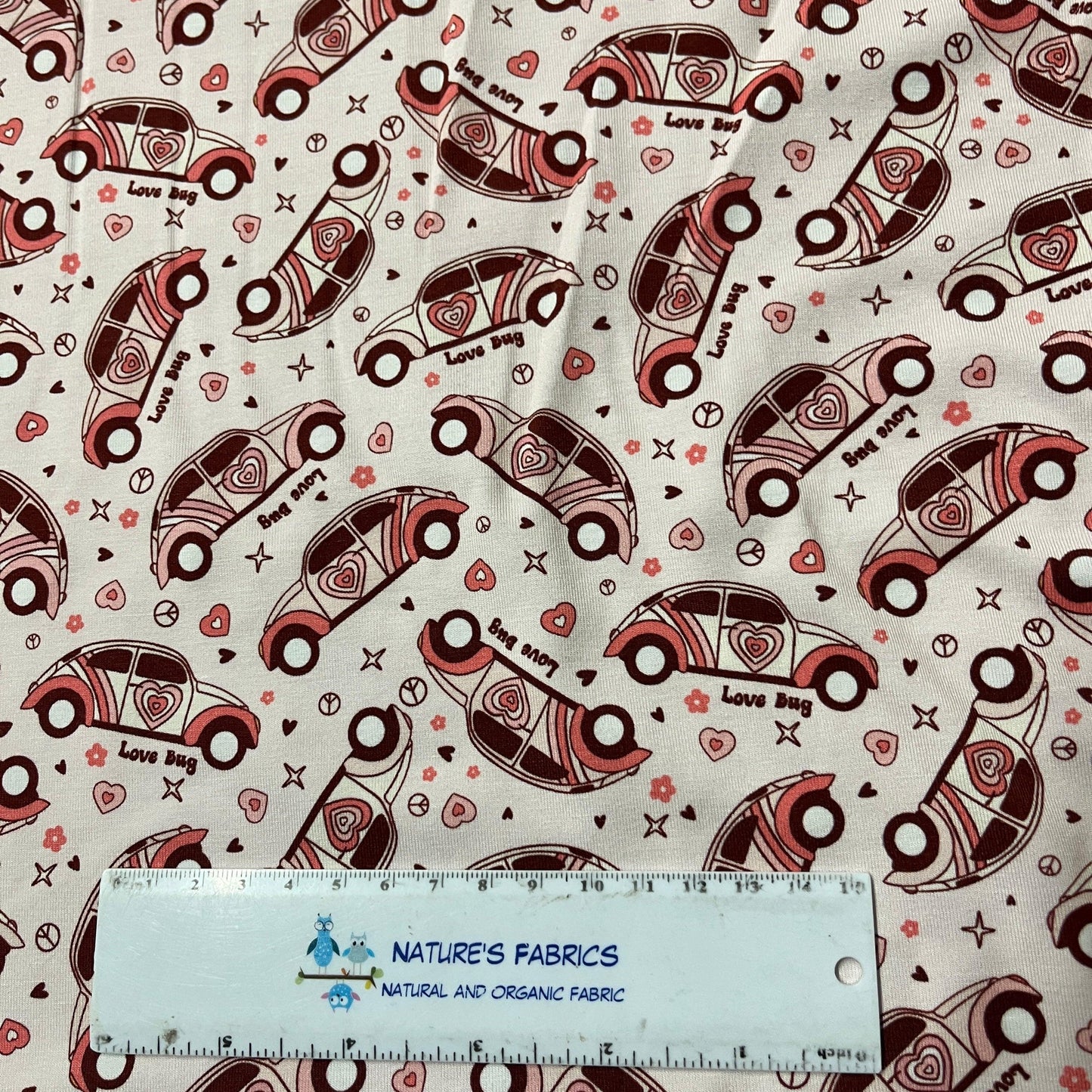 Love Bug on Bamboo/Spandex Jersey Fabric - Nature's Fabrics