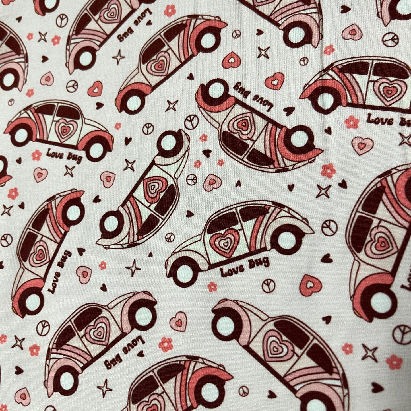 Love Bug on Bamboo/Spandex Jersey Fabric - Nature's Fabrics