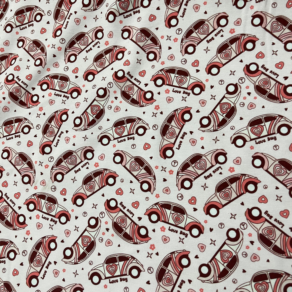 Love Bug on Bamboo/Spandex Jersey Fabric - Nature's Fabrics