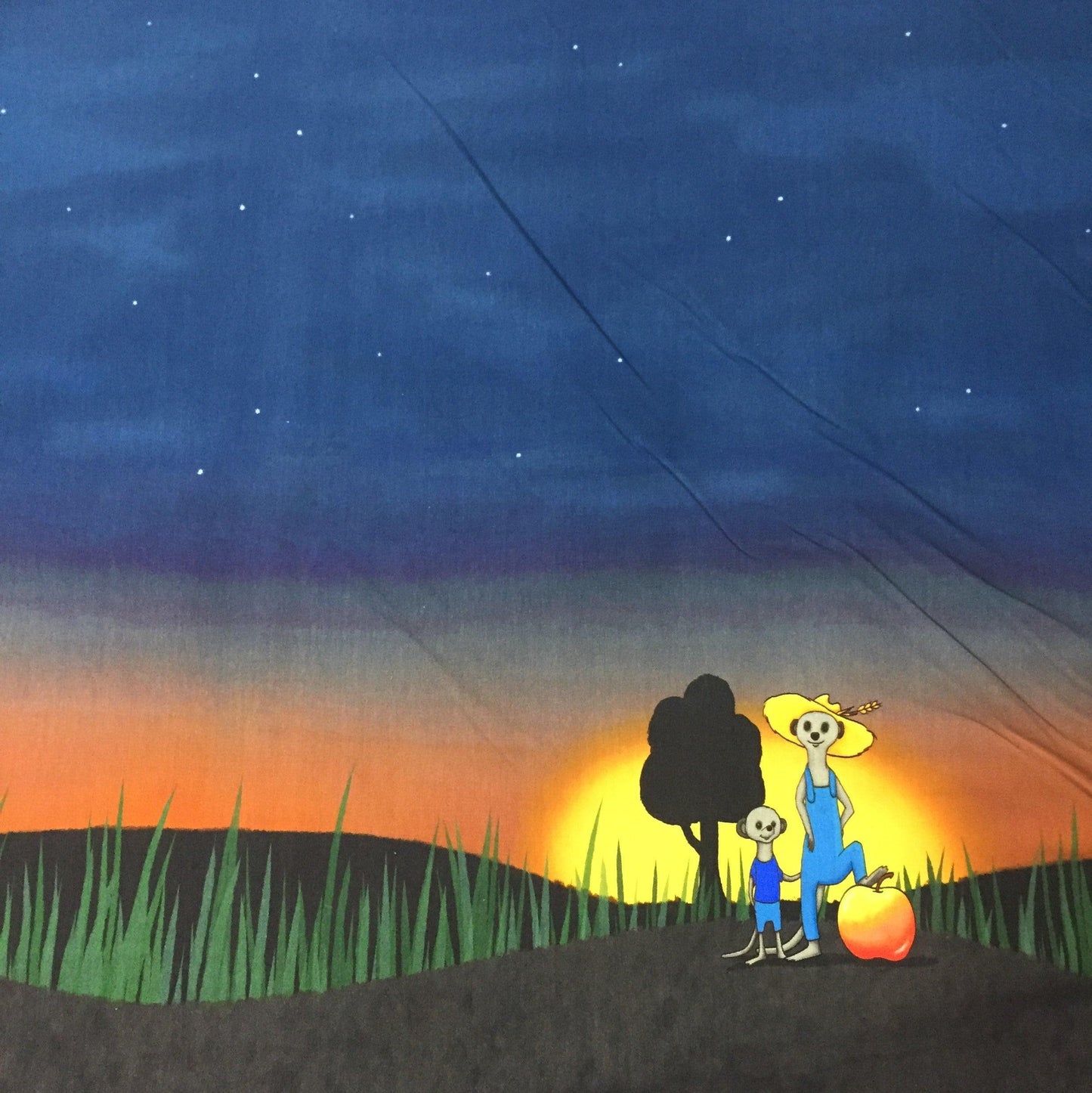 Meerkats on Organic Cotton/Spandex Jersey Fabric - 22" x 30" Panel - Nature's Fabrics