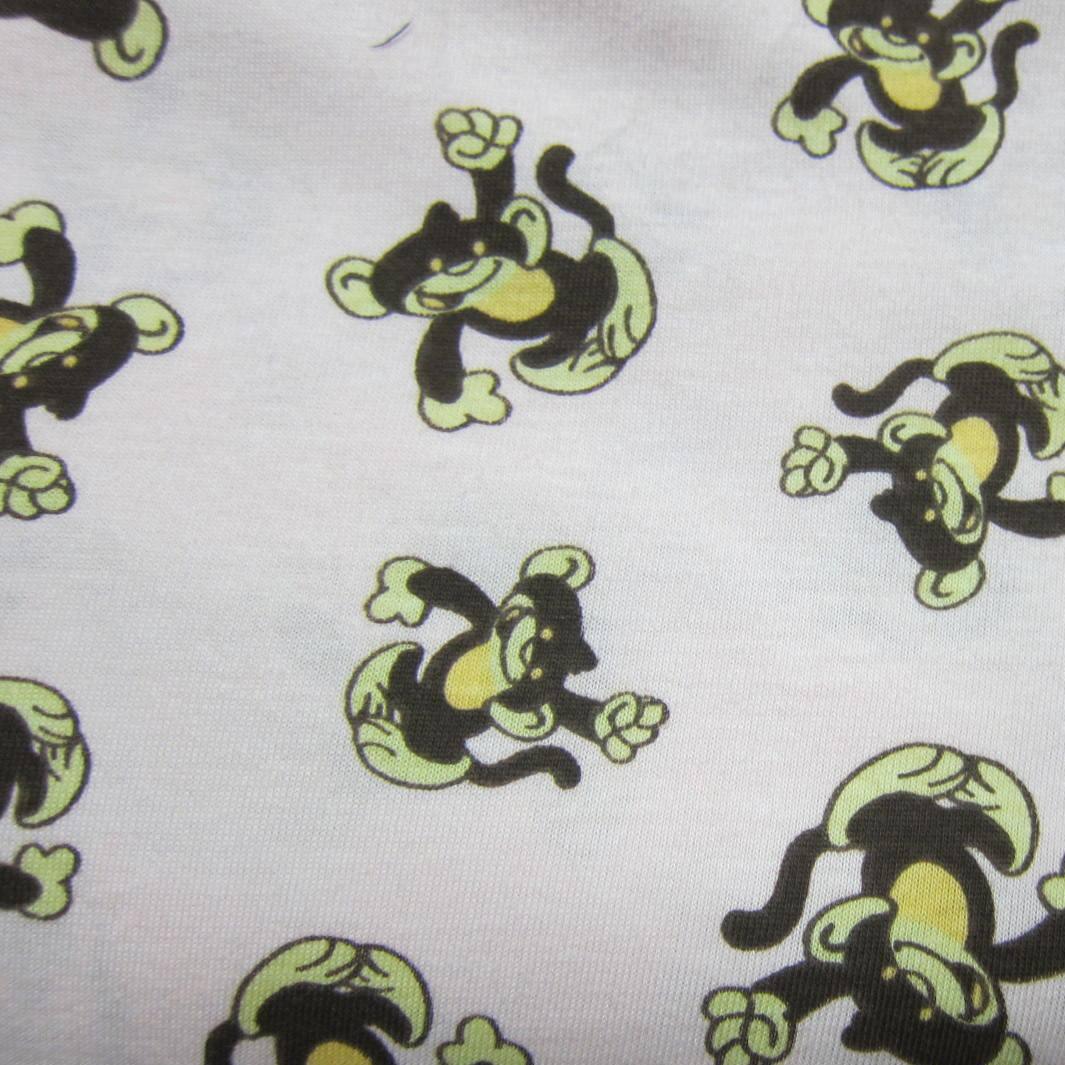Monkey's on Pink Cotton Jersey Fabric - Nature's Fabrics