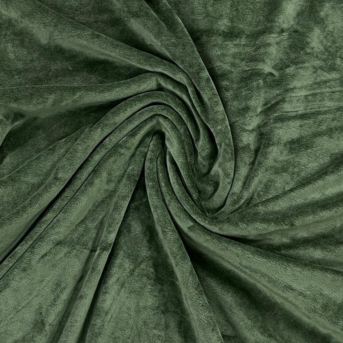 Swirled olive green velvet fabric from Nature's Fabrics