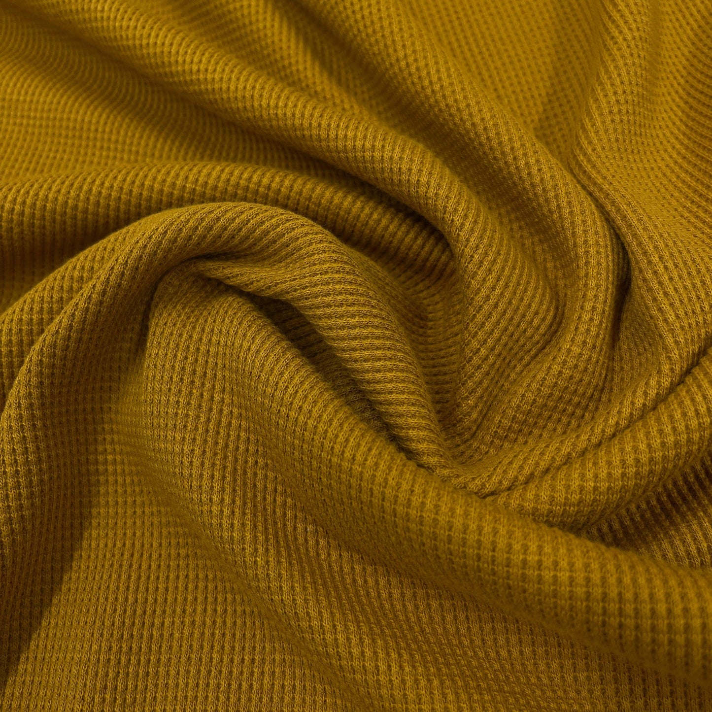 Mustard Organic Cotton Waffle Thermal Fabric - Nature's Fabrics