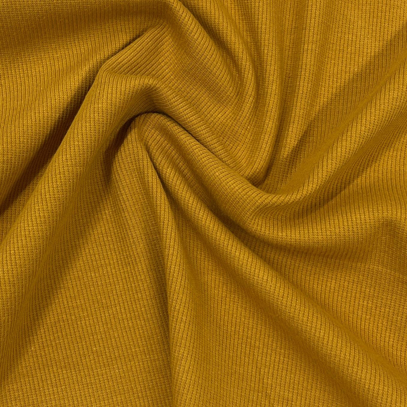 Mustard Organic Cotton/Spandex Rib Knit Fabric - 2x2 - Nature's Fabrics