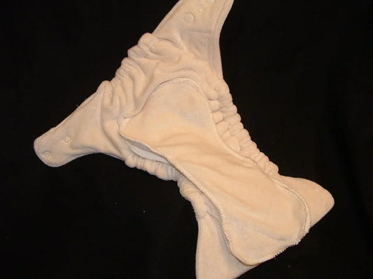 Nature's Fabrics cream-colored reusable cloth diaper made from soft natural fabric