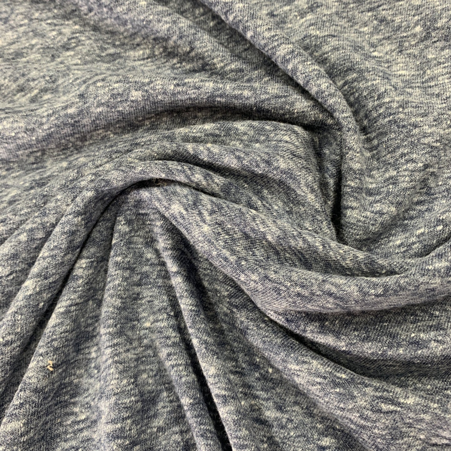 Navy Heather Linen Blend Jersey Fabric - Nature's Fabrics