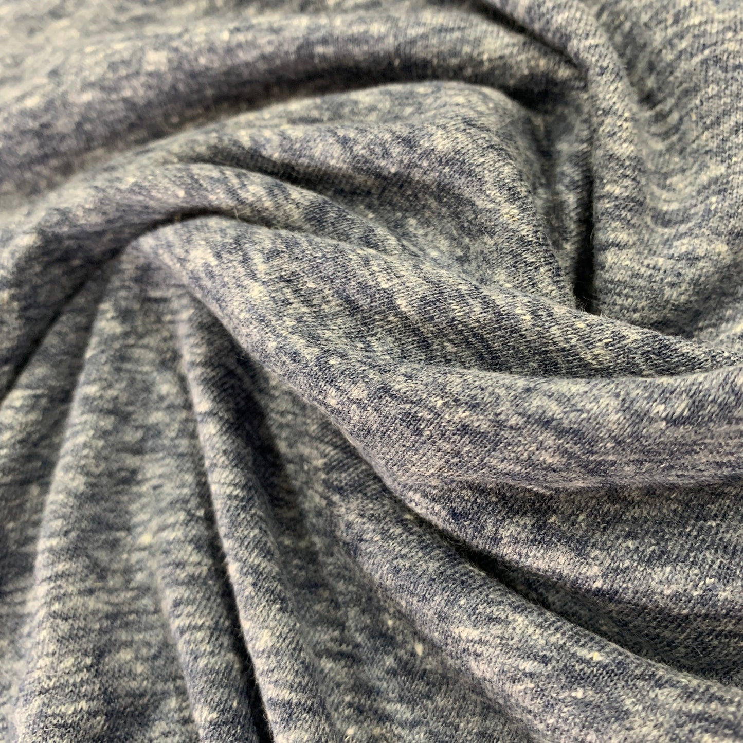 Navy Heather Linen Blend Jersey Fabric - Nature's Fabrics