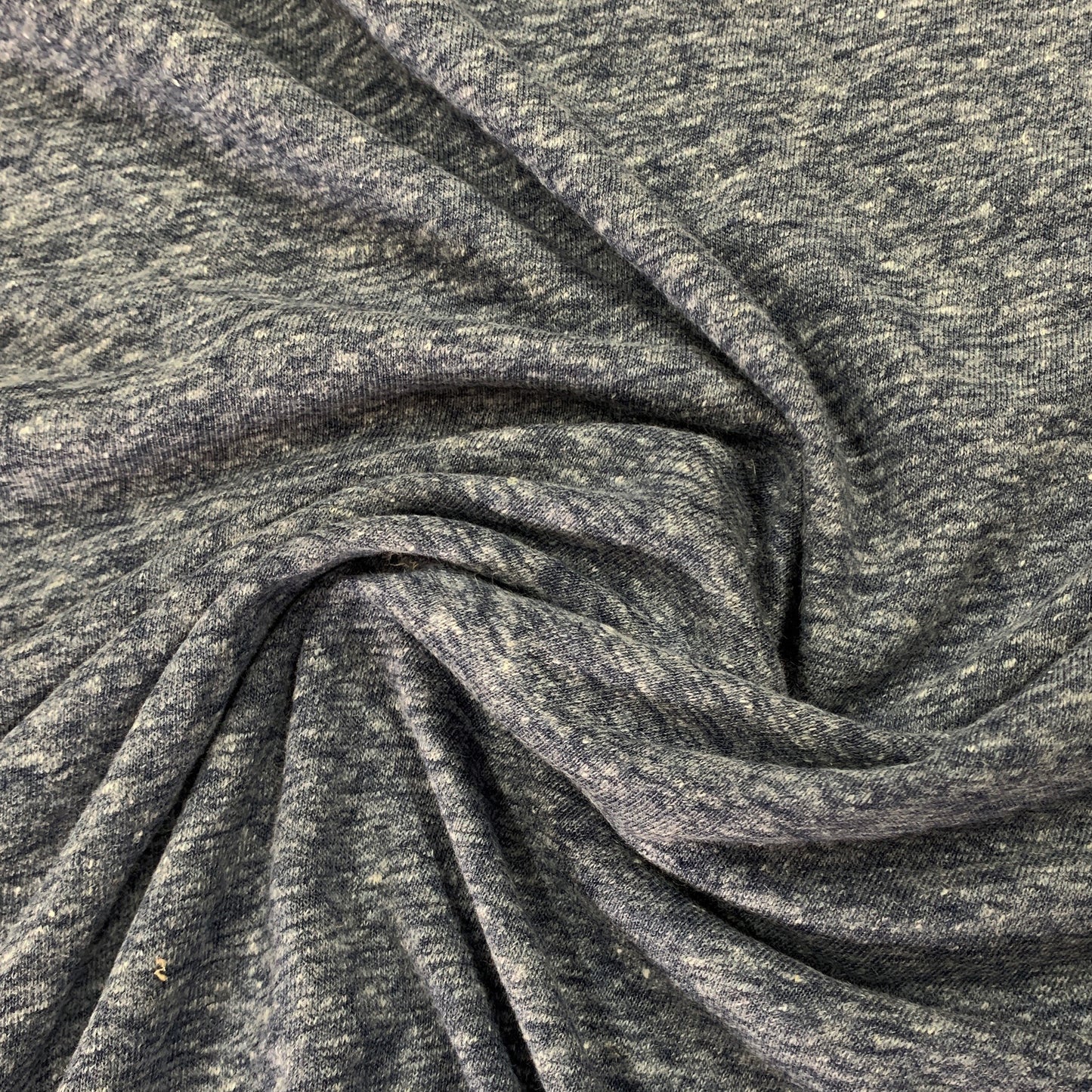 Navy Heather Linen Blend Jersey Fabric - Nature's Fabrics