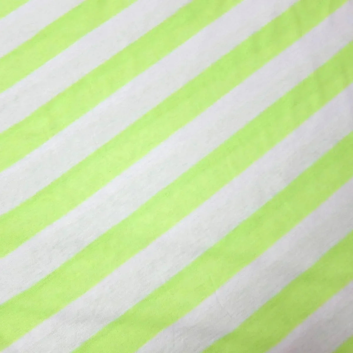 Nature's Fabrics lime green and white diagonal striped cotton fabric