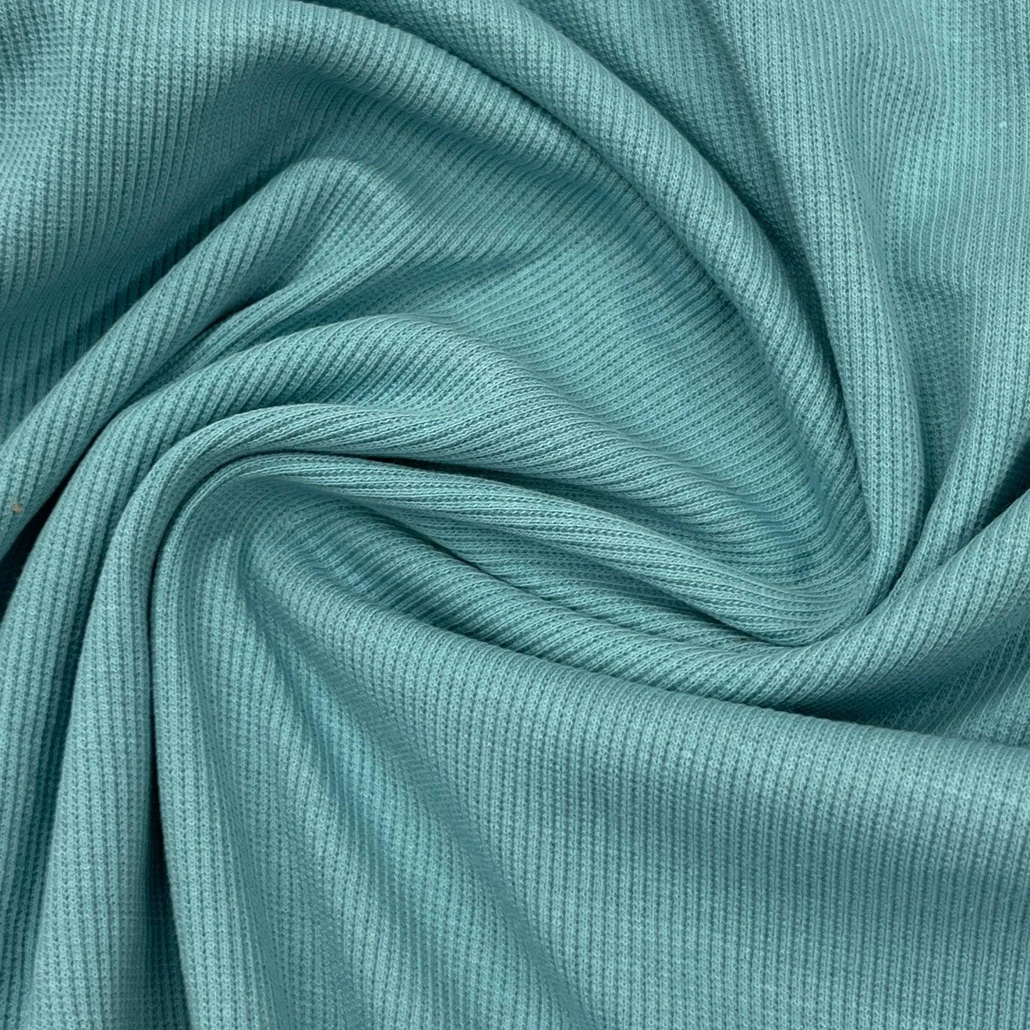 Nile Blue Organic Cotton/Spandex Rib Knit Fabric - 2x2 - Nature's Fabrics