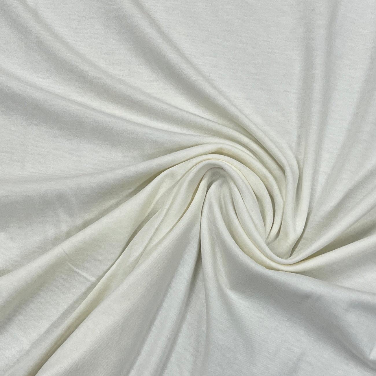 White Solid Cotton Spandex Knit Fabric
