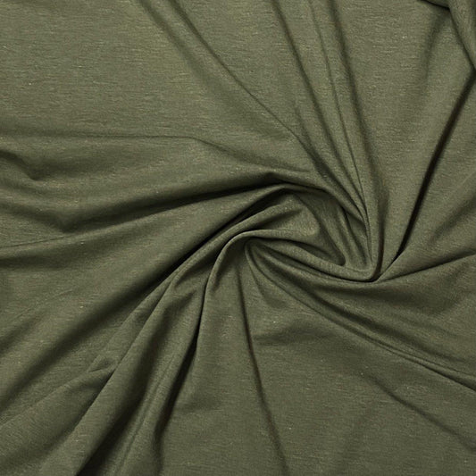 Nature's Fabrics olive green natural fabric draped in a spiral fold