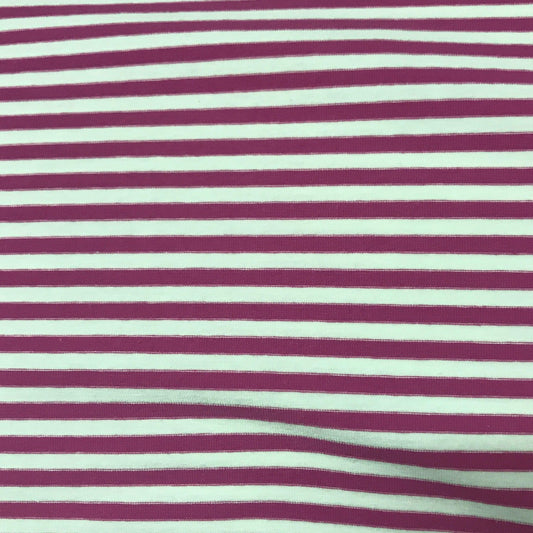 Orchid and White 1/4" Stripe on Cotton/Spandex Jersey Fabric - Nature's Fabrics