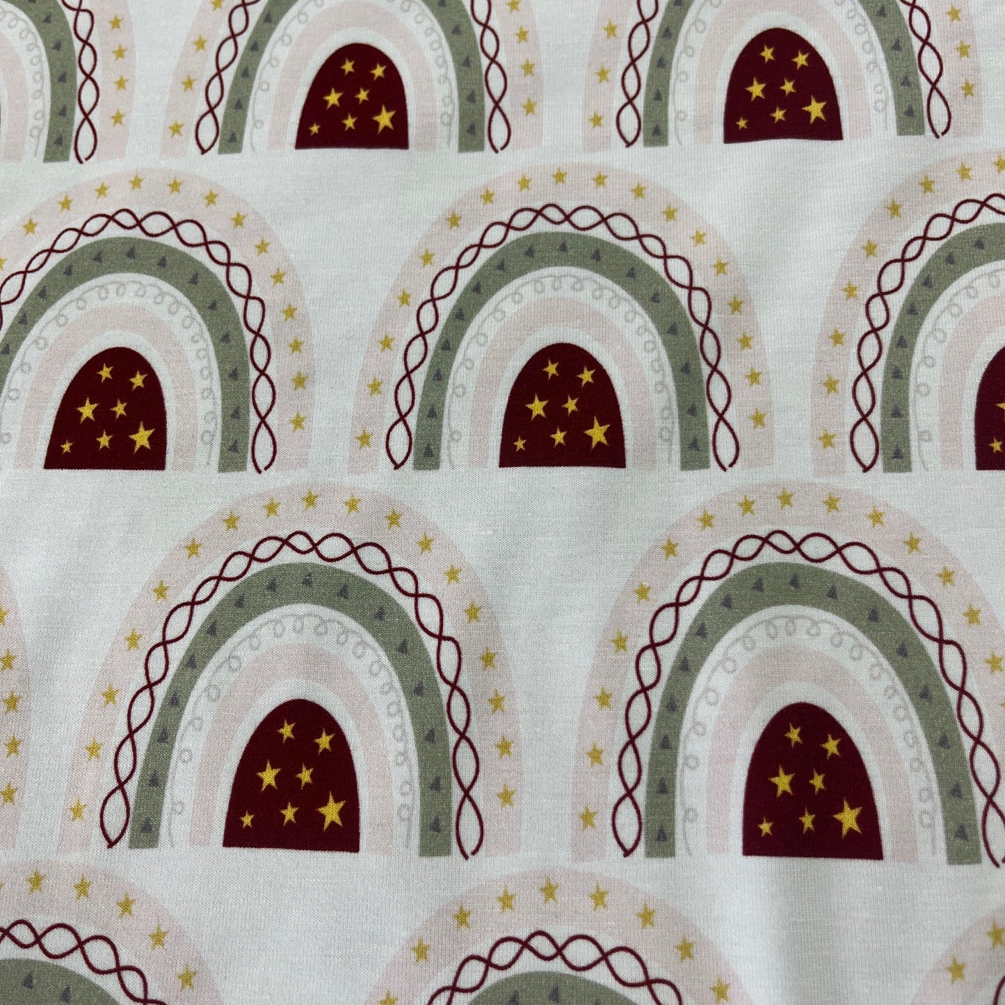 Pastel Rainbows on Bamboo/Spandex Jersey Fabric - Nature's Fabrics