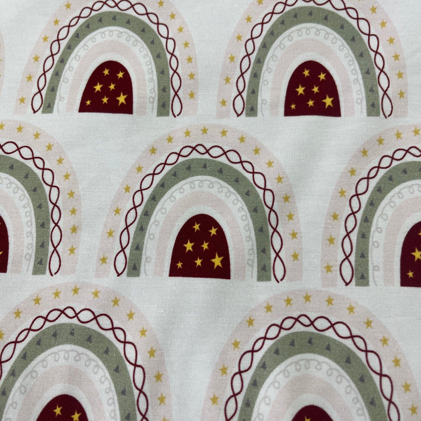 Pastel Rainbows on Bamboo/Spandex Jersey Fabric - Nature's Fabrics