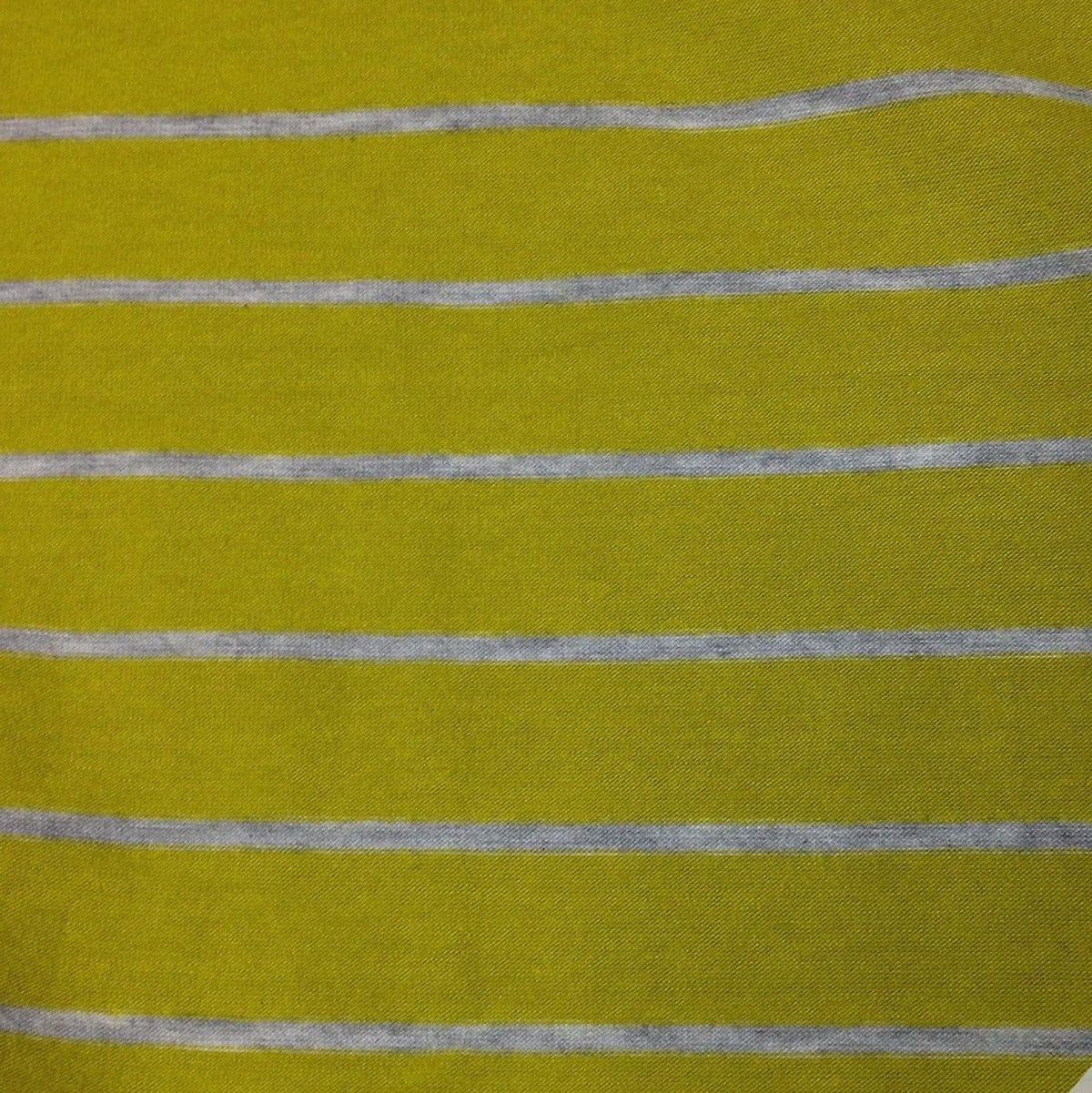 Nature's Fabrics olive green textile with thin grey horizontal stripes.