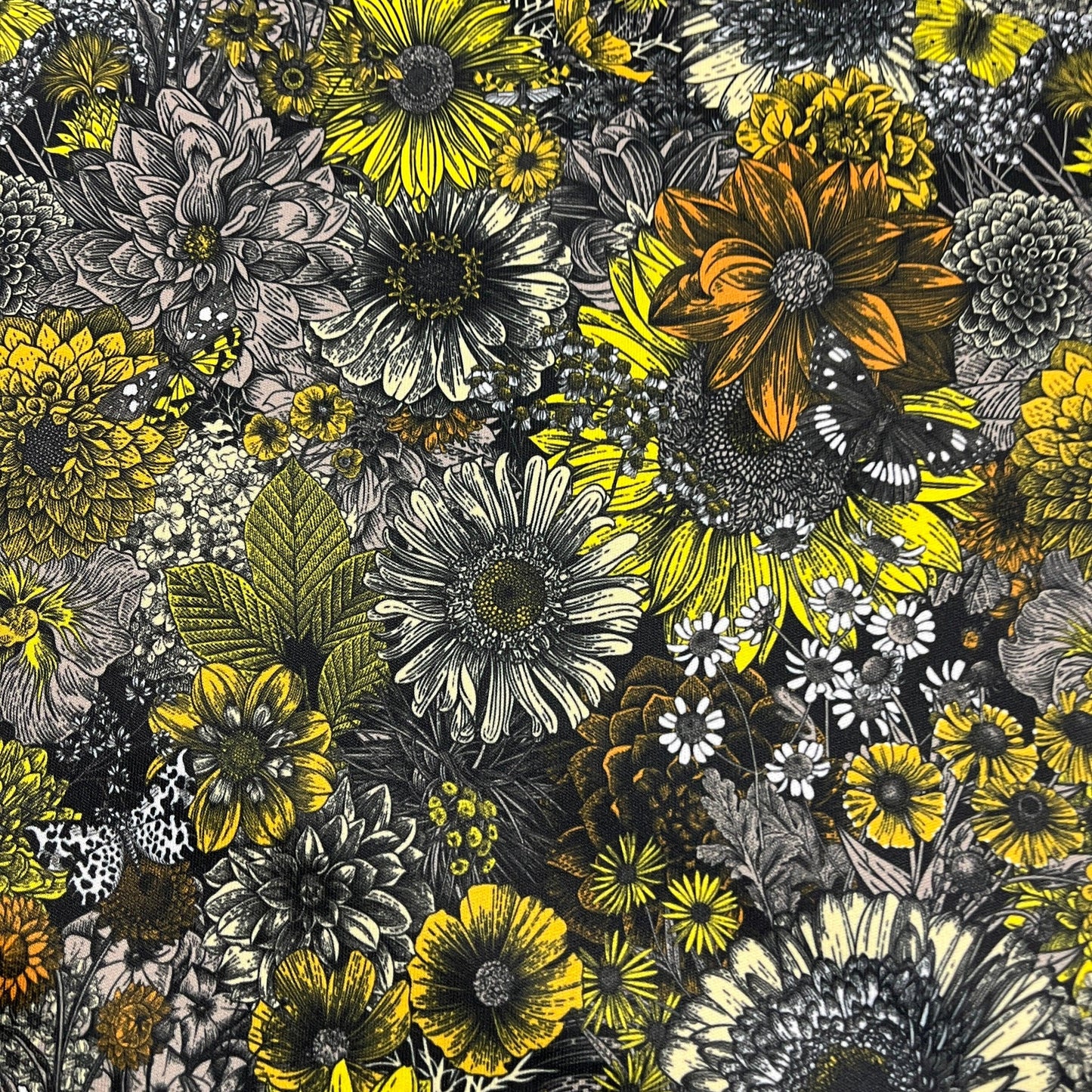 Pen and Ink Fall Flowers 1 mil PUL Fabric- Made in the USA - Nature's Fabrics
