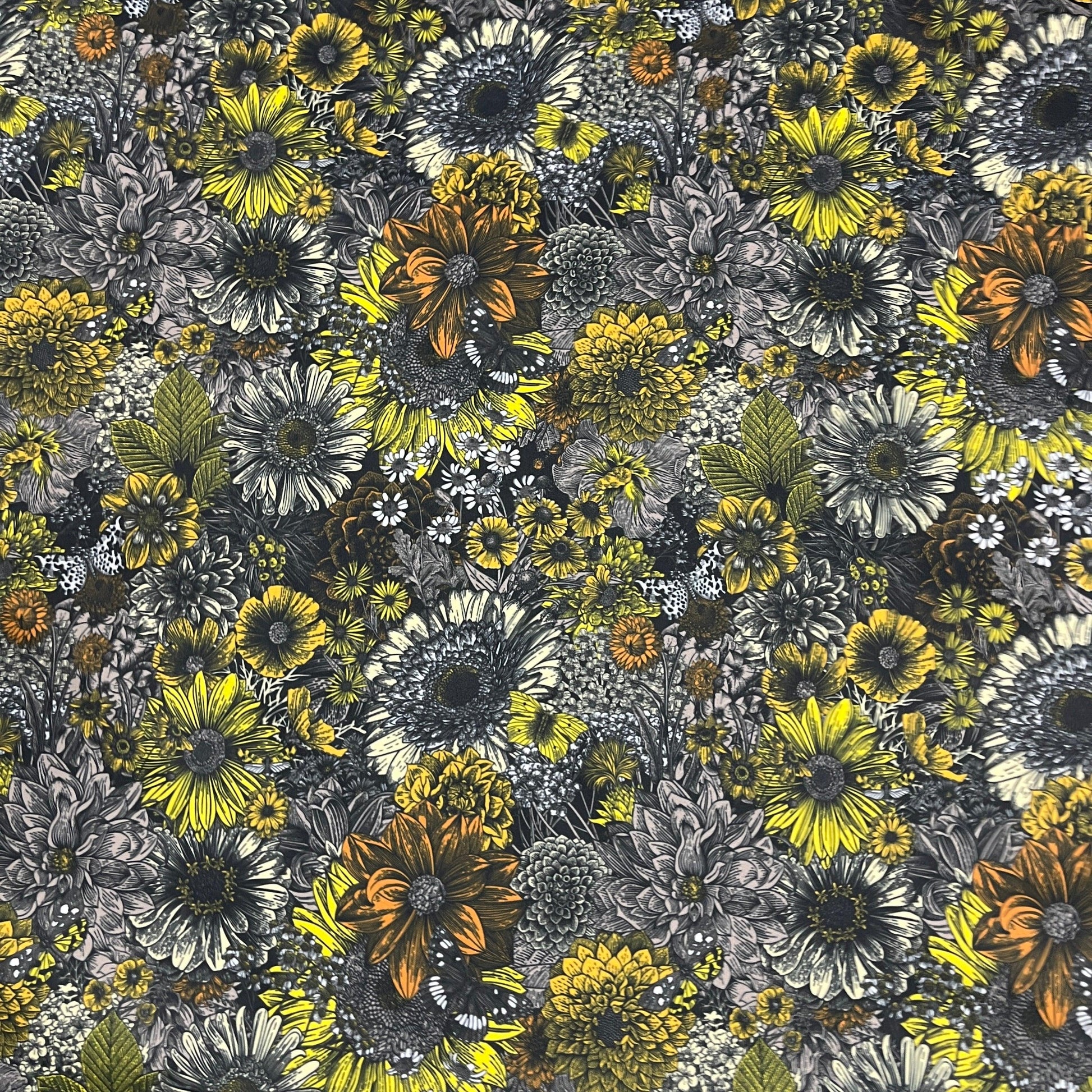 Pen and Ink Fall Flowers 1 mil PUL Fabric- Made in the USA - Nature's Fabrics